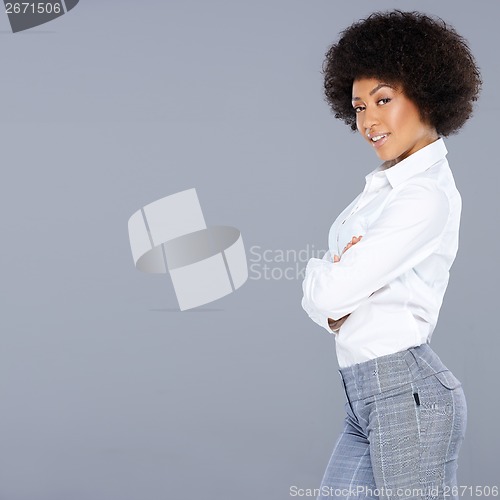 Image of Beautiful African American woman with an afro