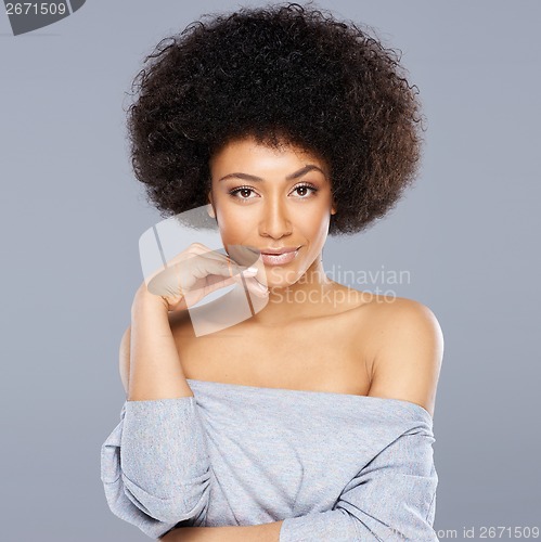 Image of Beautiful dreamy African American woman