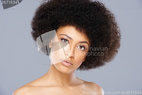 Image of Beautiful serious young African American woman