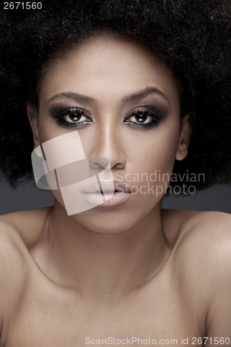 Image of Seductive African American woman with parted lips