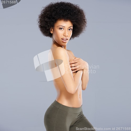 Image of Topless provocative African American woman