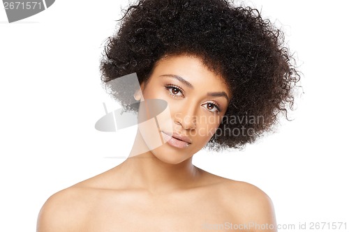 Image of Beautiful serious young African American woman