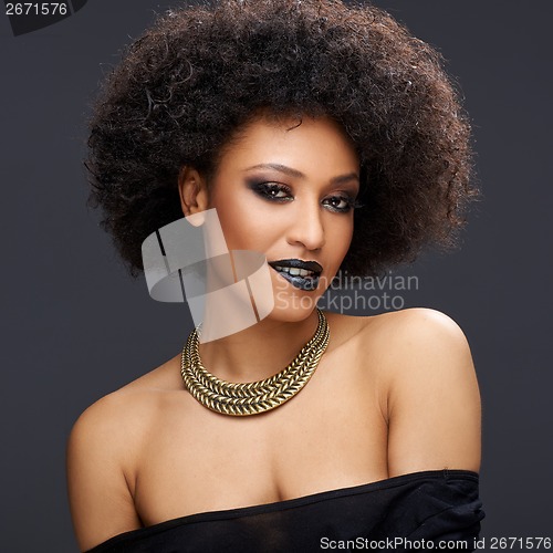 Image of Beautiful glamorous Afro-American woman