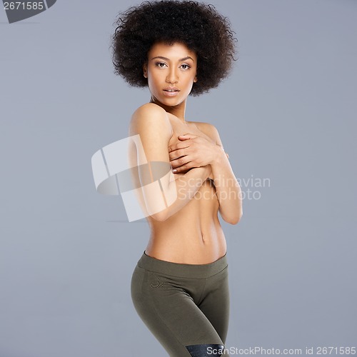 Image of Topless provocative African American woman