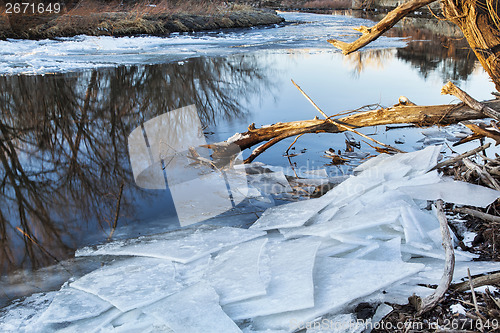 Image of Poudre River with icy shores