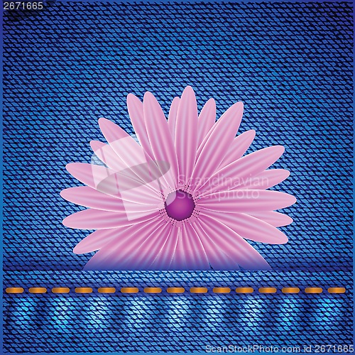 Image of flower on jeans background