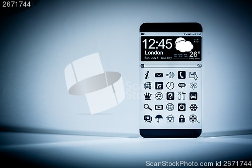 Image of Smart phone with a transparent display.