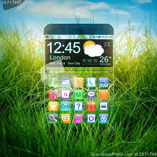 Image of Smartphone with a transparent display.