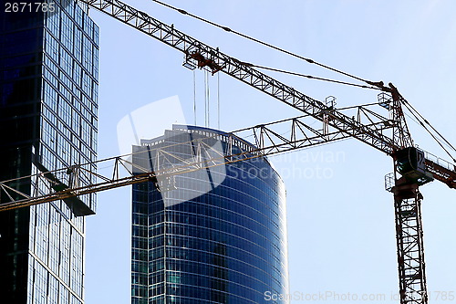 Image of high-rise buildings, construction of Moscow-city