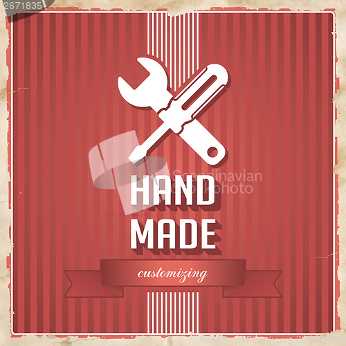Image of HandMade Concept on Red in Flat Design.