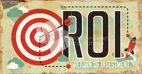 Image of ROI Concept. Grunge Poster in Flat Design.