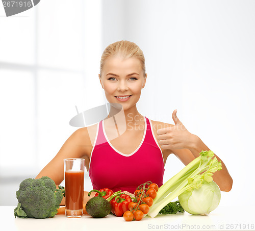 Image of smiling woman with organic food