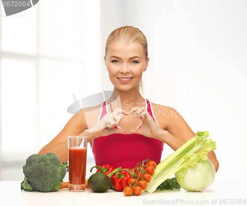 Image of smiling woman with organic food