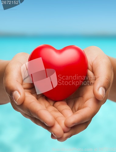 Image of womans cupped hands showing red heart