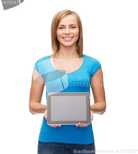 Image of smiling girl with tablet pc computer