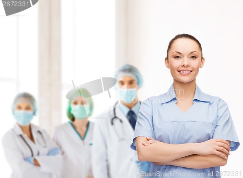 Image of smiling female doctor or nurse
