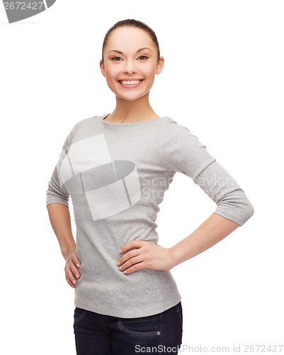 Image of smiling asian woman over white background