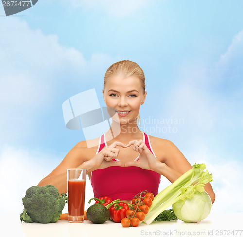 Image of smiling woman with organic food