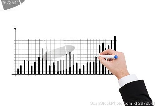 Image of close up of businessman drawing chart