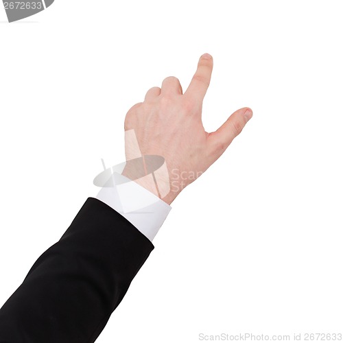 Image of close up of businessman pointing to something