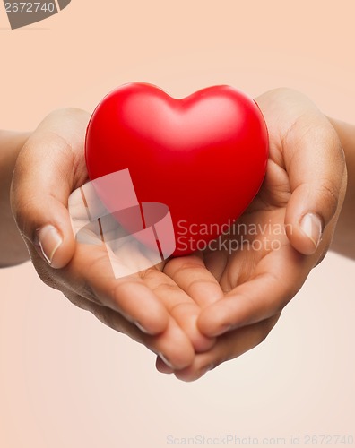 Image of womans cupped hands showing red heart