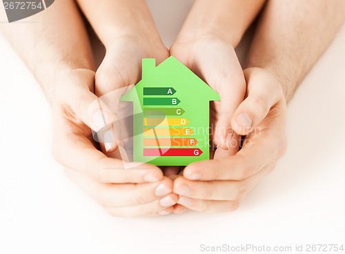 Image of hands holding green paper house