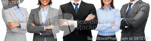 Image of friendly international business team or group