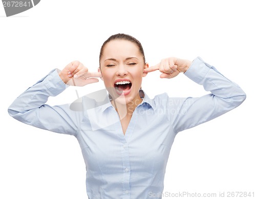 Image of angry screaming businesswoman