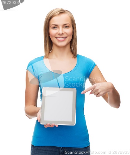 Image of smiling girl with tablet pc computer