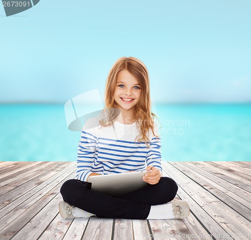 Image of student girl with tablet pc