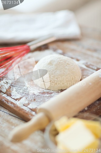 Image of close up of bread dough on cutting board
