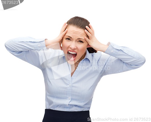 Image of angry screaming businesswoman