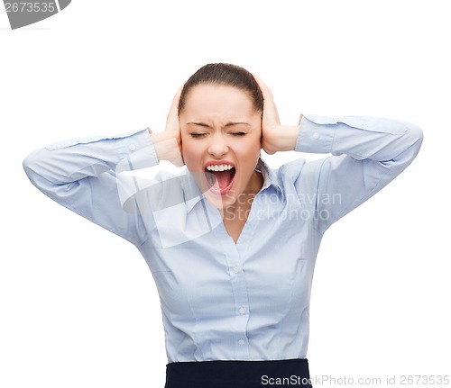 Image of angry screaming businesswoman