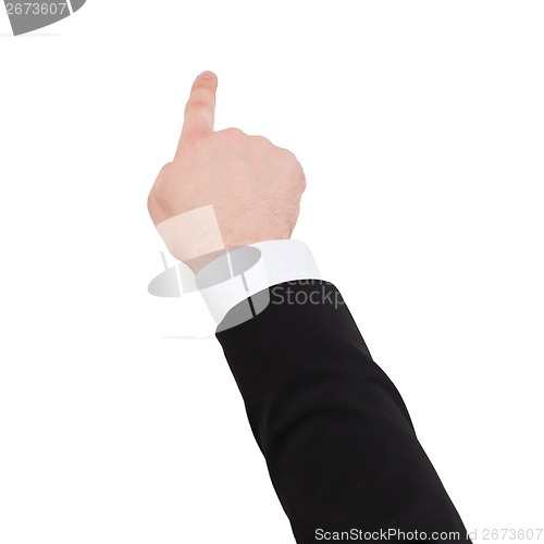Image of close up of businessman pointing to something