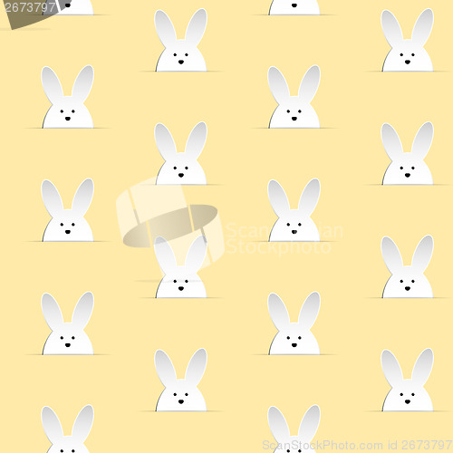 Image of Happy Easter Rabbit Bunny Yellow Seamless Background