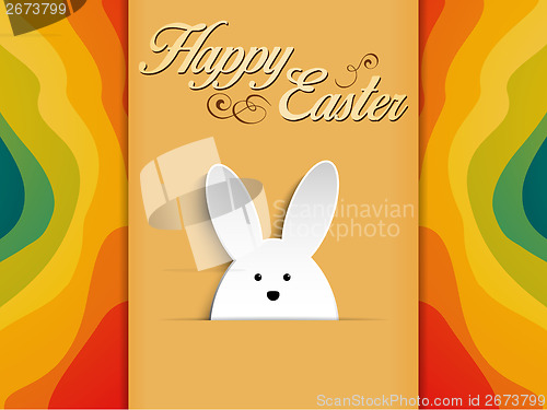 Image of Happy Easter Rabbit Bunny on Rainbow Background
