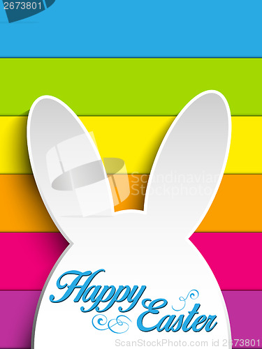 Image of Happy Easter Rabbit Bunny on Rainbow Background