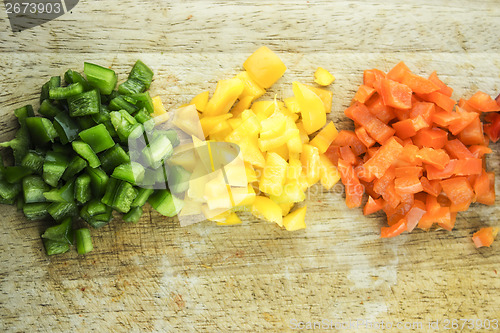 Image of slices of colorful sweet bell pepper