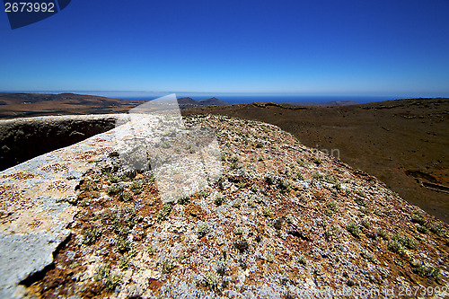 Image of panoramas  lanzarote  spain the old   sentry tower and slot