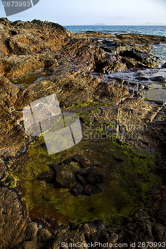 Image of spain musk  rock stone   water    summer in lanzarote 