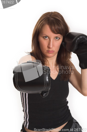 Image of woman wearing karate gloves