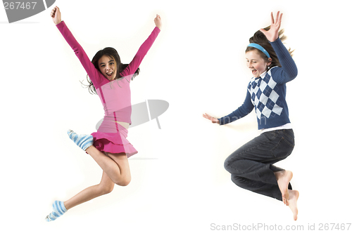 Image of teen jumping together