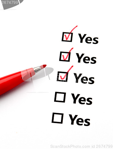 Image of Yes checkbox