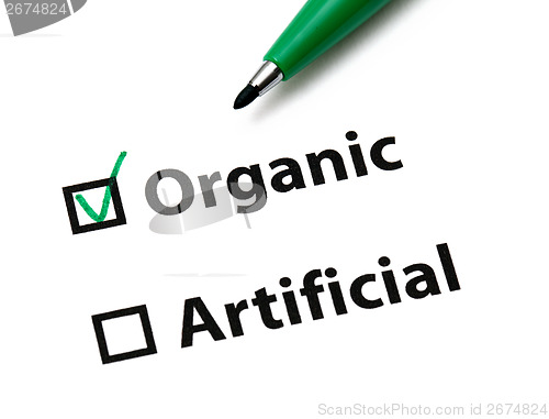 Image of Organic or artificial concept for food
