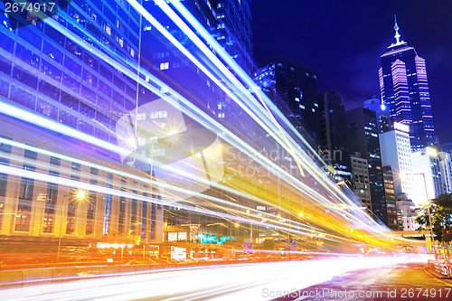 Image of Hong Kong city with traffic trail