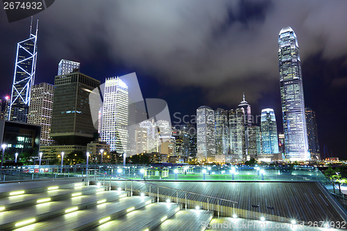 Image of Commercial district in Hong Kong at night