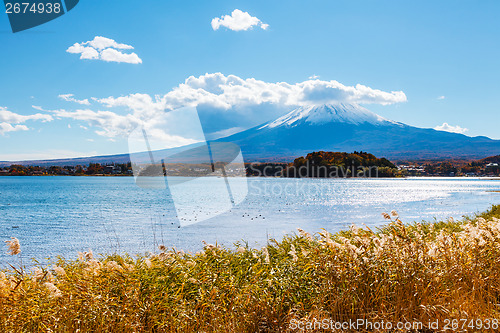 Image of Mt. Fuji and lake