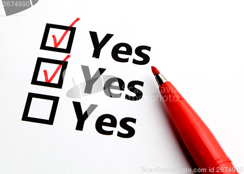 Image of Yes check box