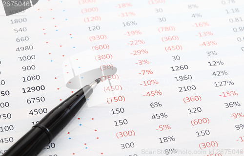 Image of Data spreadsheet and pen