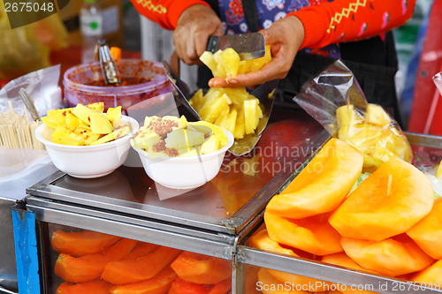 Image of Fruit stall on street market in thailand